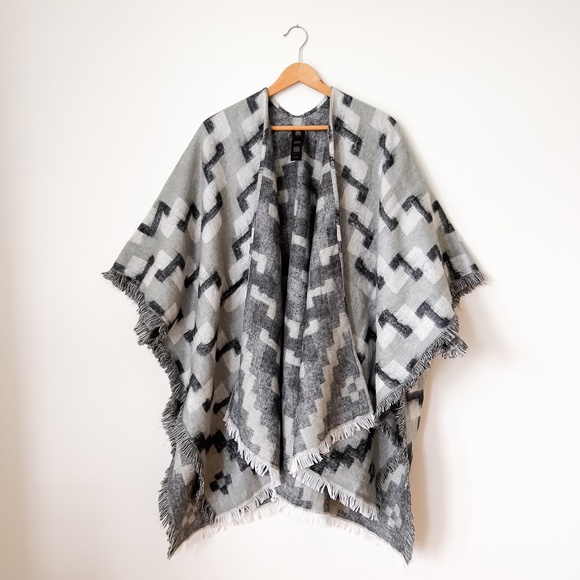 Frye Western Poncho Wrap Large XL Southwestern Boho Cowboy Rodeo Ruana Cape - Picture 1 of 12